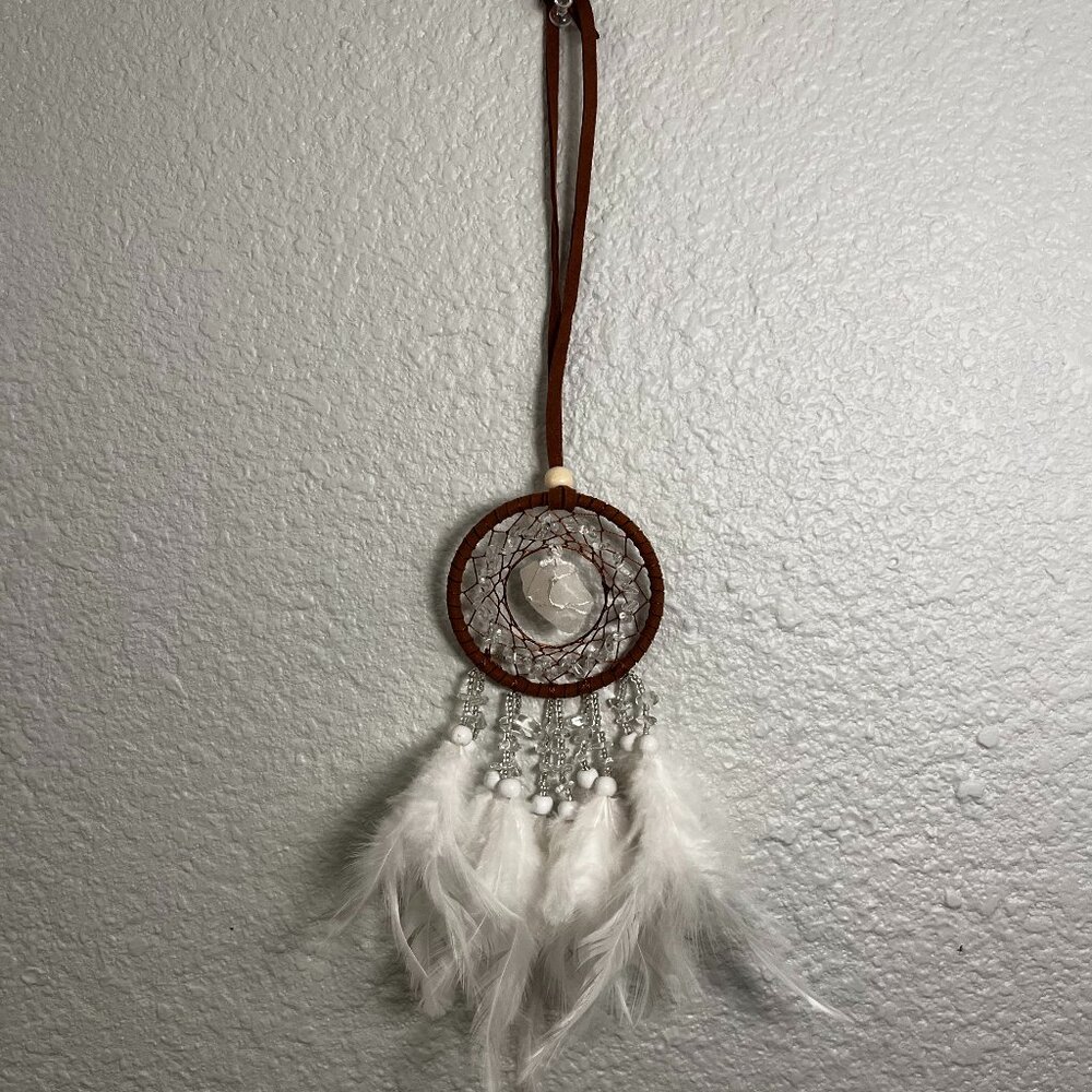 Eco friendly natural hand-crafted clear healing crystal windchime dreamcatcher